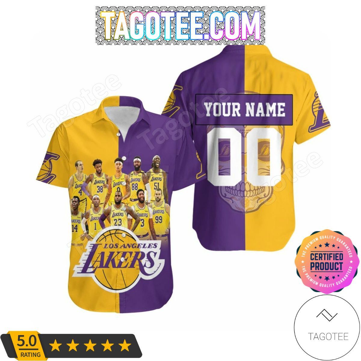 NBA Los Angeles Lakers Custom Name Number Golden Purple Legend Western Conference Trendy Hawaiian Shirt Aloha Shirt