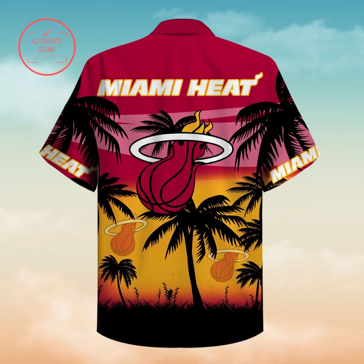 NBA Miami Heat Red Yellow Palm Trees Trendy Hawaiian Shirt Aloha Shirt NBA Miami Heat Red Yellow Palm Trees Trendy Hawaiian Shirt Aloha Shirt