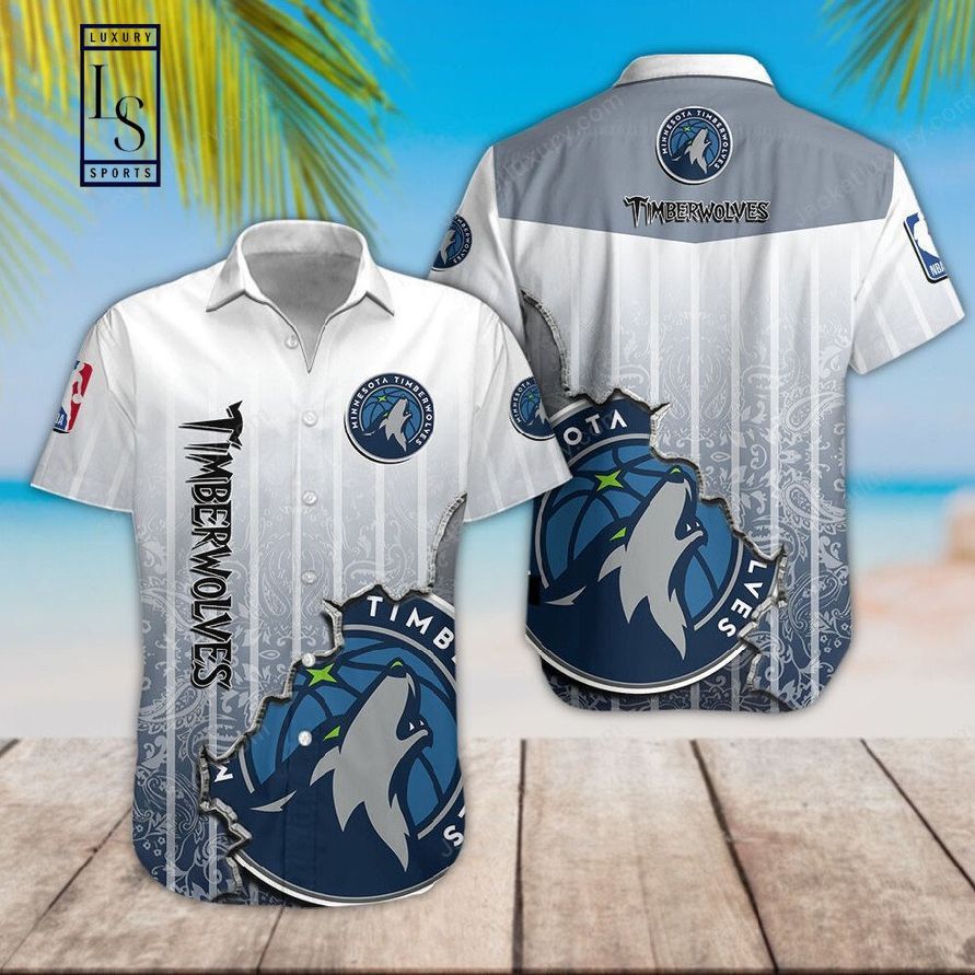 NBA Minnesota Timberwolves Gray Gradient Scratch Trendy Hawaiian Shirt Aloha Shirt