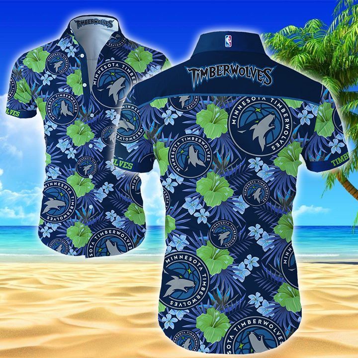NBA Minnesota Timberwolves Tropical Flowers Trendy Hawaiian Shirt V2 Aloha Shirt
