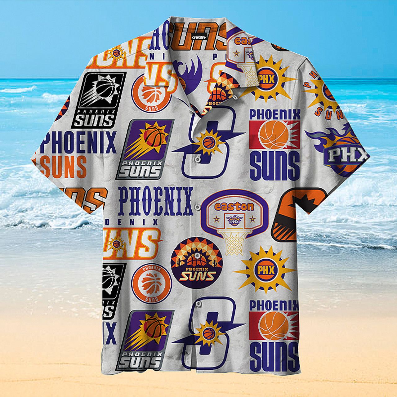 NBA Phoenix Suns White Logo History Trendy Hawaiian Shirt Aloha Shirt