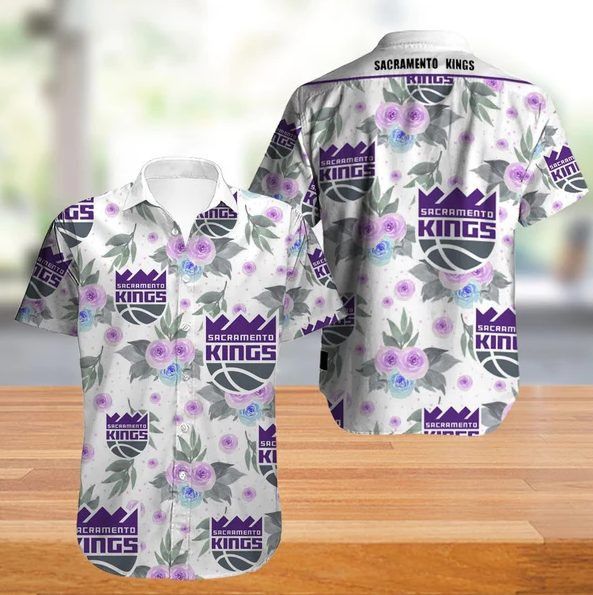 NBA Sacramento Kings Tropical Flowers Trendy Hawaiian Shirt Aloha Shirt