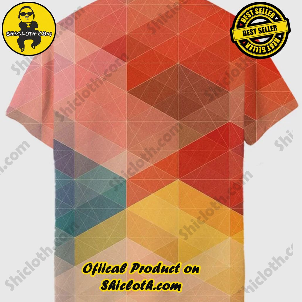 Orange-Pink Gradient Medieval Geometric Pattern Printing Short Sleeve Polo 3 Orange-Pink Gradient Medieval Geometric Pattern Printing Short Sleeve Polo - Image 3