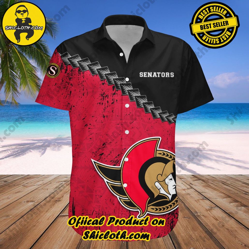 Ottawa Senators Hawaii Shirt Grunge Polynesian Tattoo NHL