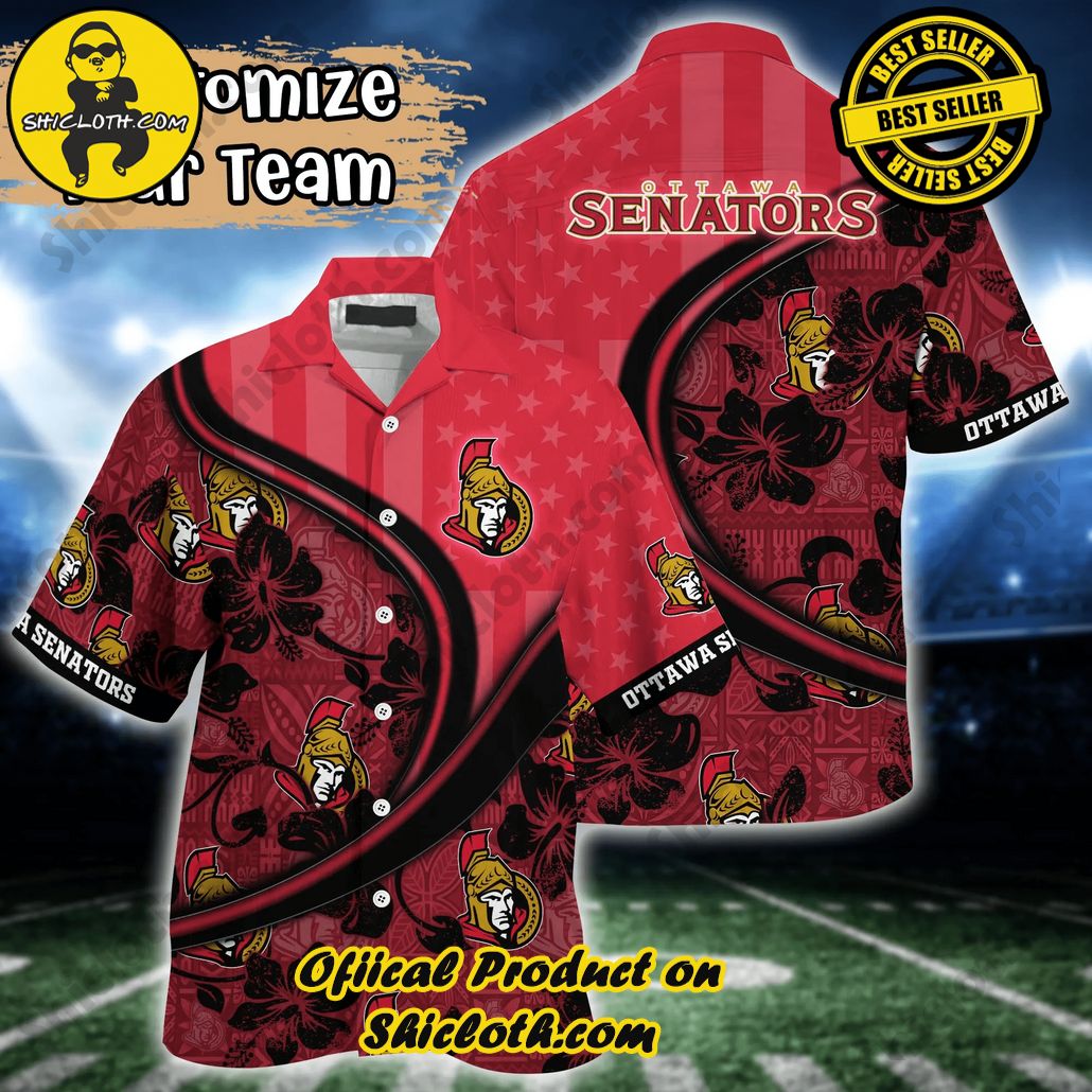 Ottawa Senators NHL Us Flag Hawaiian Shirt Custom Summer Aloha Shirt