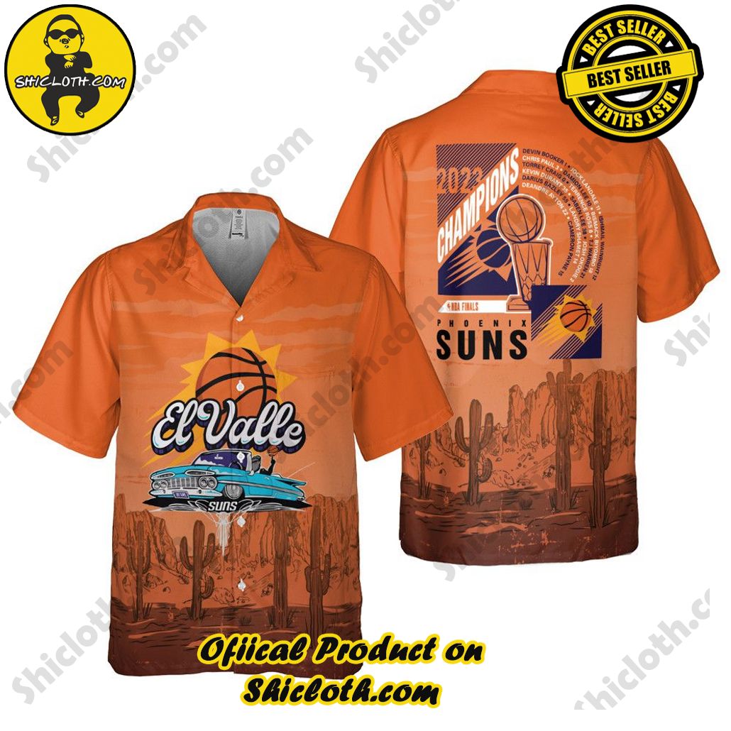 Phoenix Suns El Valle On Orange Background Print 3D Hawaiian Shirt