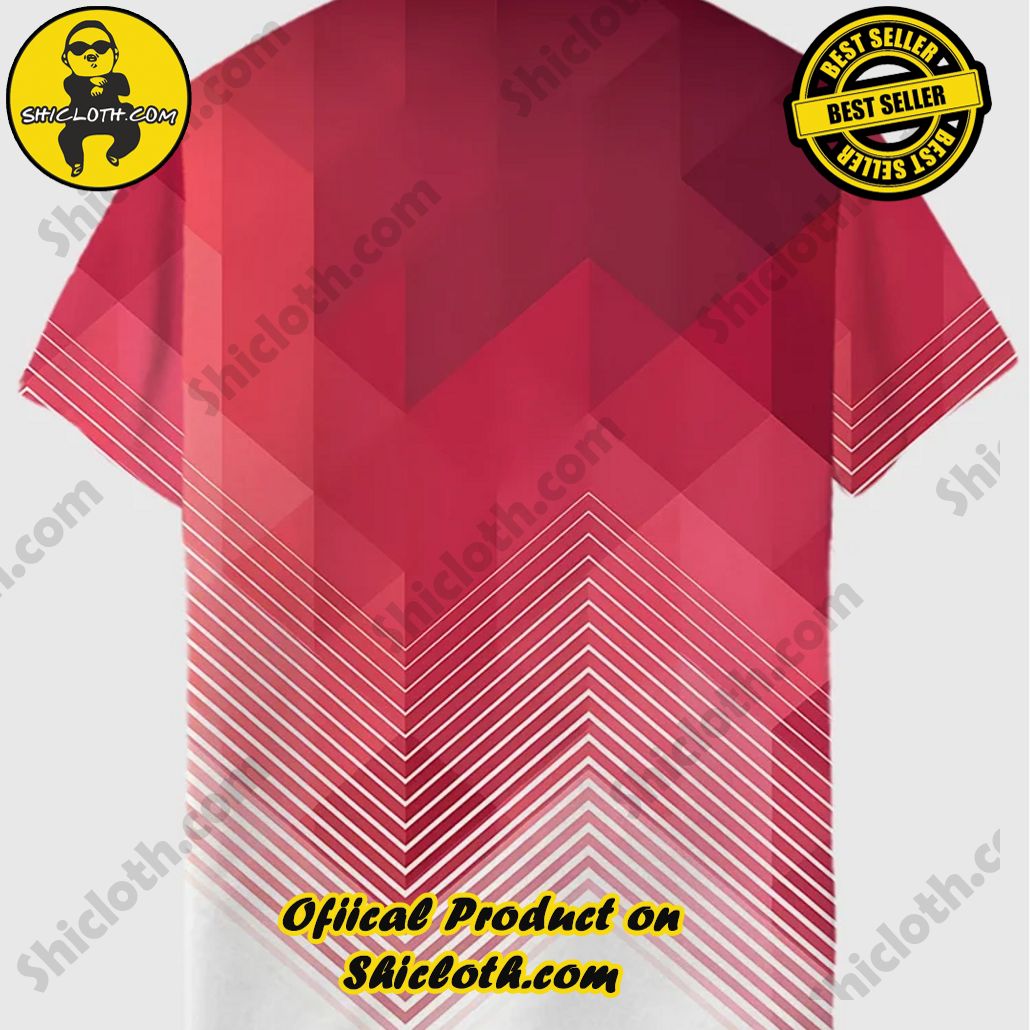 Red And White Gradient Geometric Pattern Printing Short Sleeve Polo 3 Red And White Gradient Geometric Pattern Printing Short Sleeve Polo - Image 3