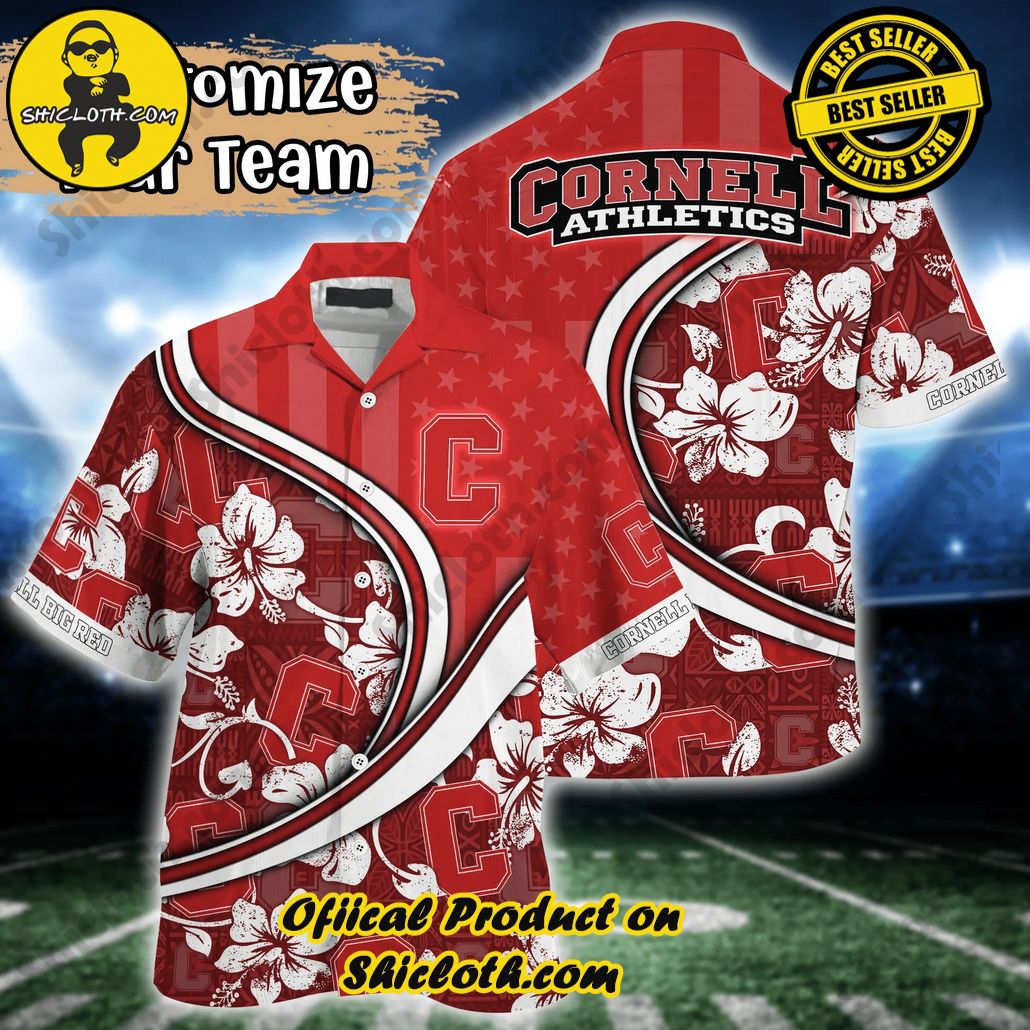 Cornell Big Red NCAA Us Flag Hawaiian Shirt Custom Summer Aloha Shirt