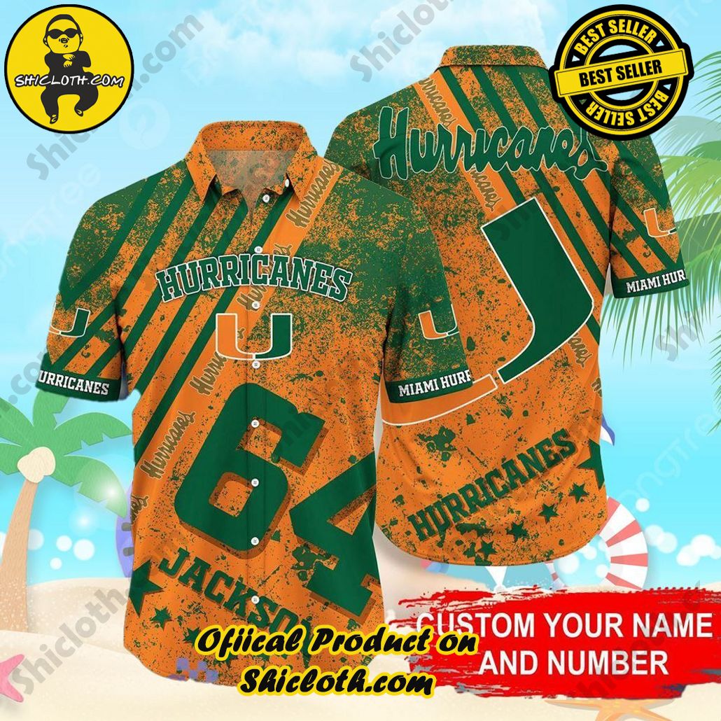 Custom Name And Number Miami Hurricanes New Gift For Summer Beach Summer Hawaiian Shirt