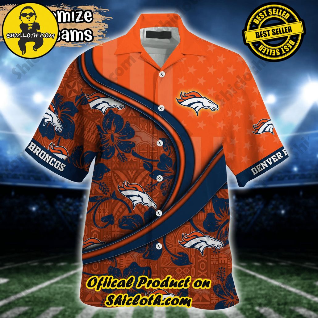Denver Broncos NFL Us Flag Hawaiian Shirt Custom Summer Aloha Shirt