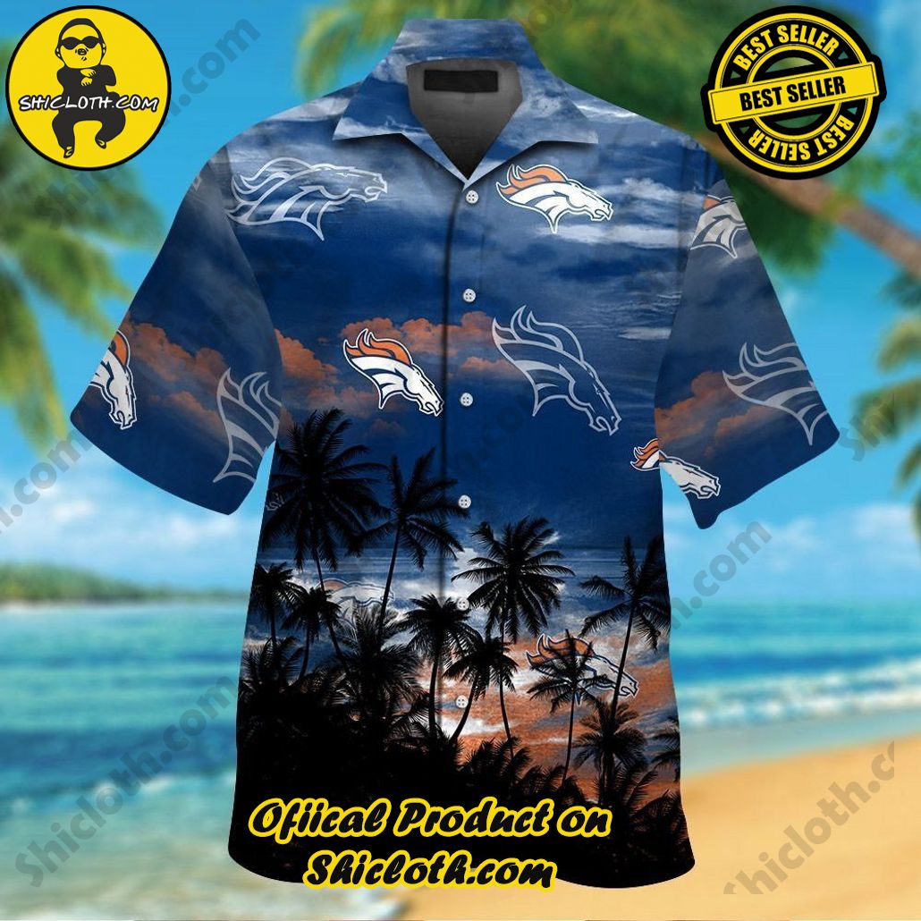 Denver Broncos Short Sleeve Button Up Tropical Hawaiian Shirt VER010