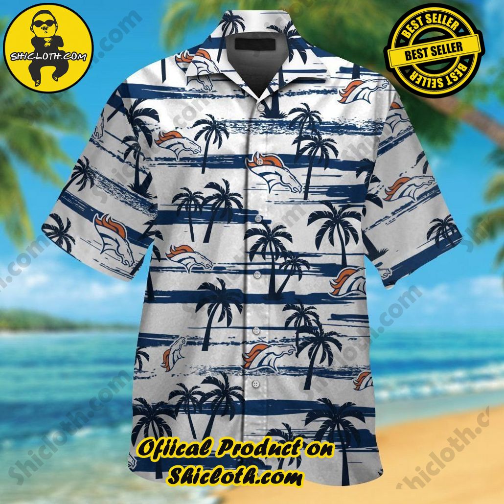 Denver Broncos Short Sleeve Button Up Tropical Hawaiian Shirt VER022