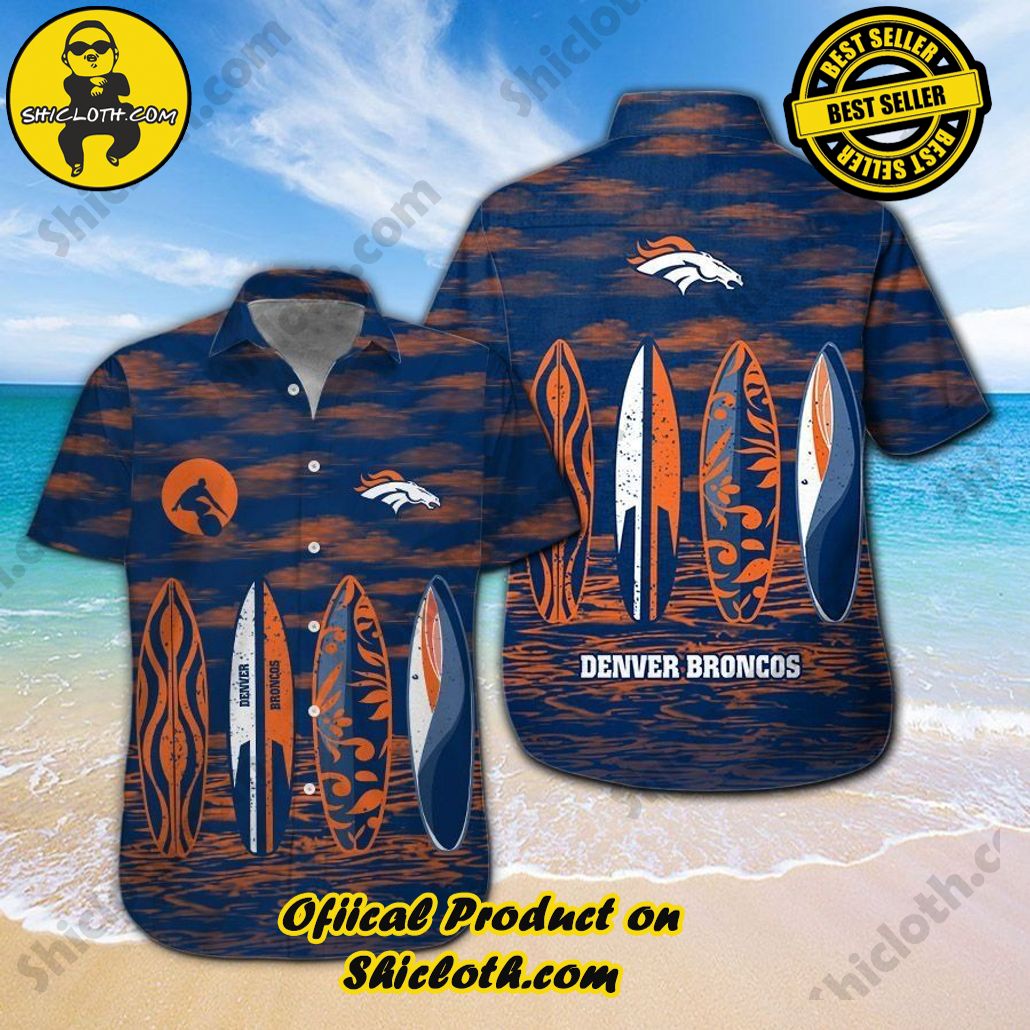 Denver Broncos Short Sleeve Button Up Tropical Hawaiian Shirt VER027