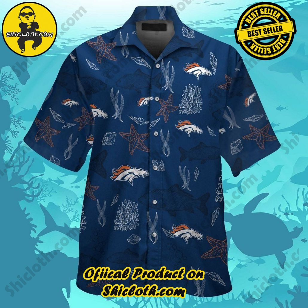 Denver Broncos Short Sleeve Button Up Tropical Hawaiian Shirt VER031