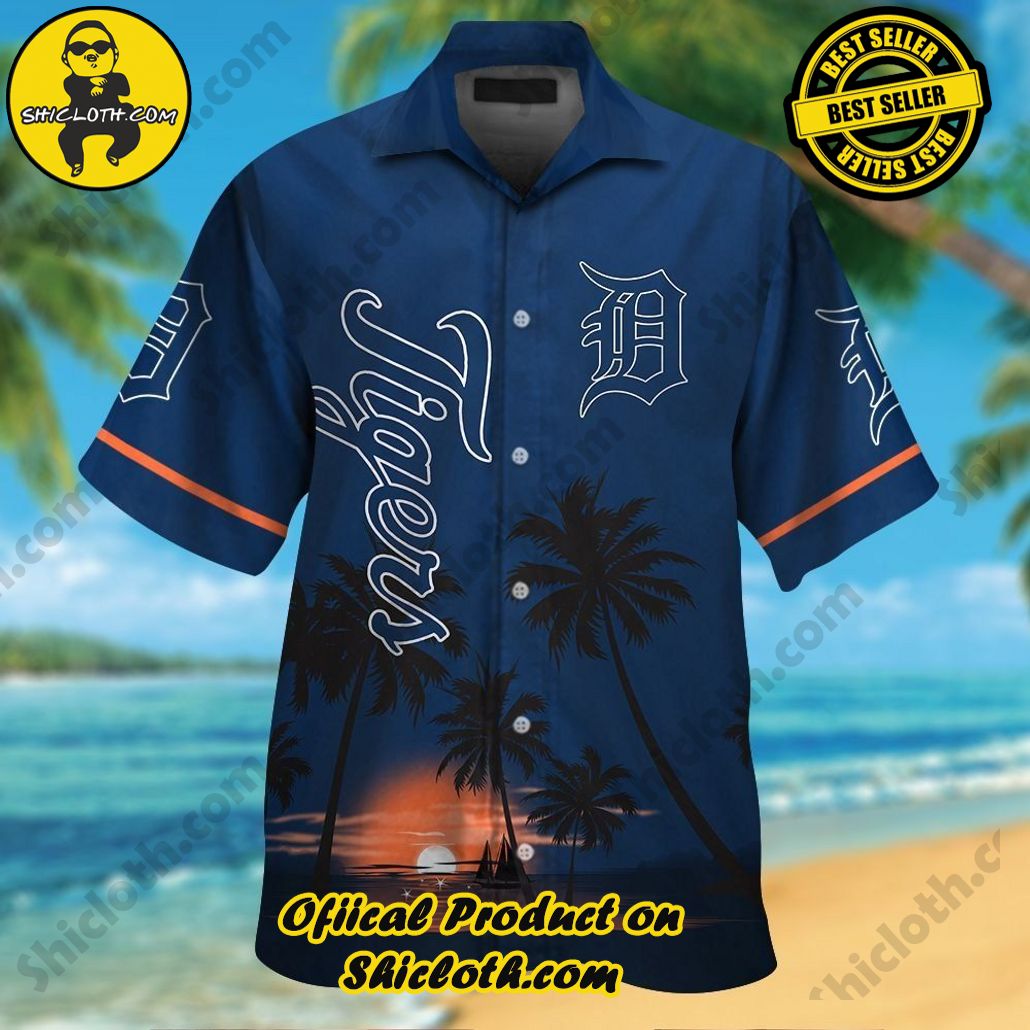 Detroit Tigers Short Sleeve Button Up Tropical Hawaiian Shirt VER07