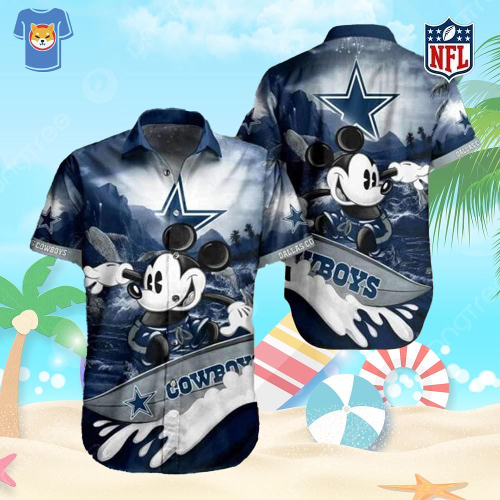 Disney Mickey Mouse NFL Dallas Cowboys Hawaiian Shirt Summer Vacation Gift