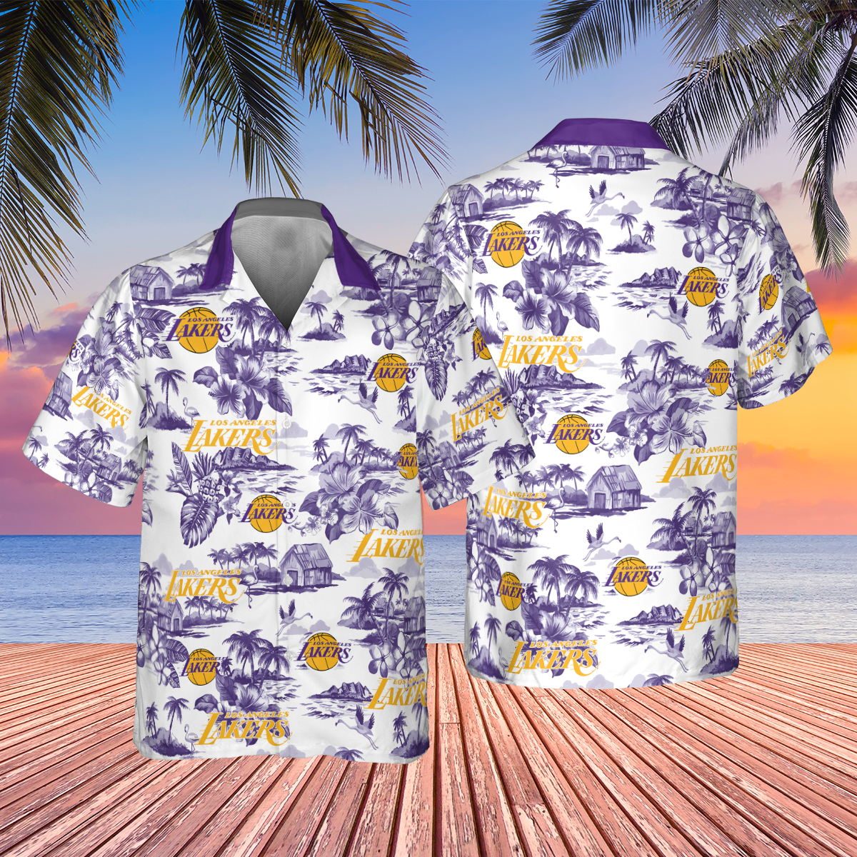 Distinctive Los Angeles Lakers Design Hawaiian Shirt
