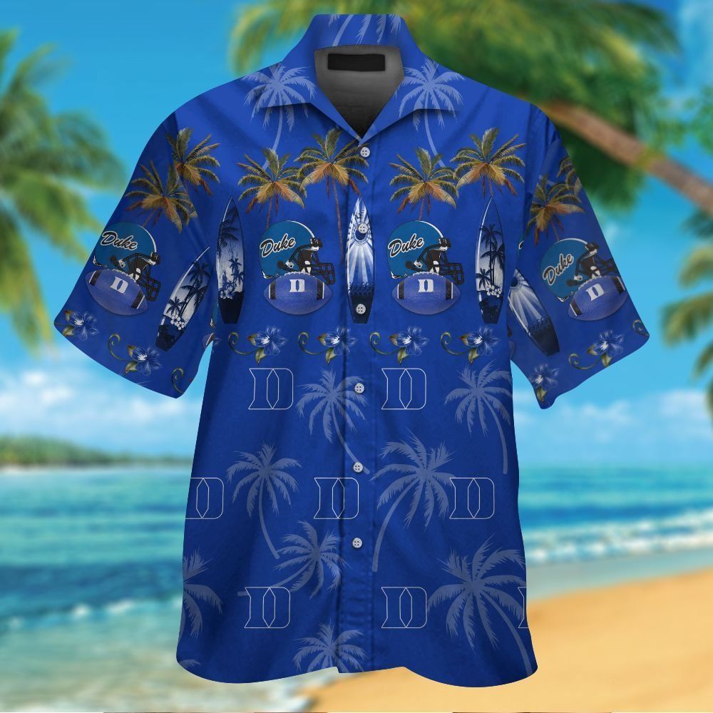 Duke Blue Devils Short Sleeve Button Up Tropical Hawaiian Shirt VER029