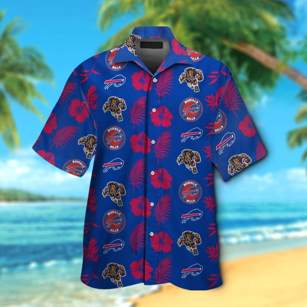 Elegant Buffalo Bills Tropical Hawaiian Short Sleeve Button Up Shirt