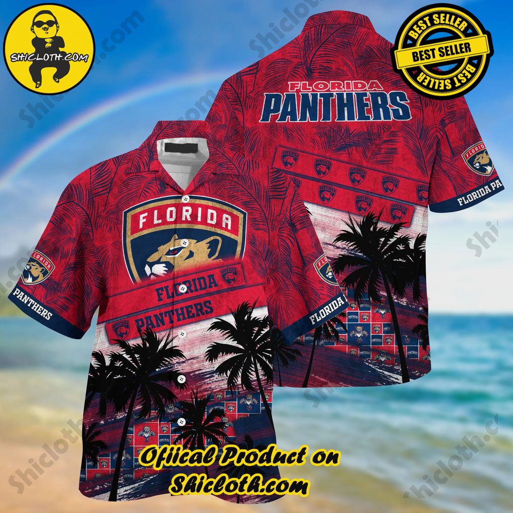 Florida Panthers NHL Palm Tree Pattern Hawaii Shirt For Sports Fans Unisex Sport Hawaii Shirt