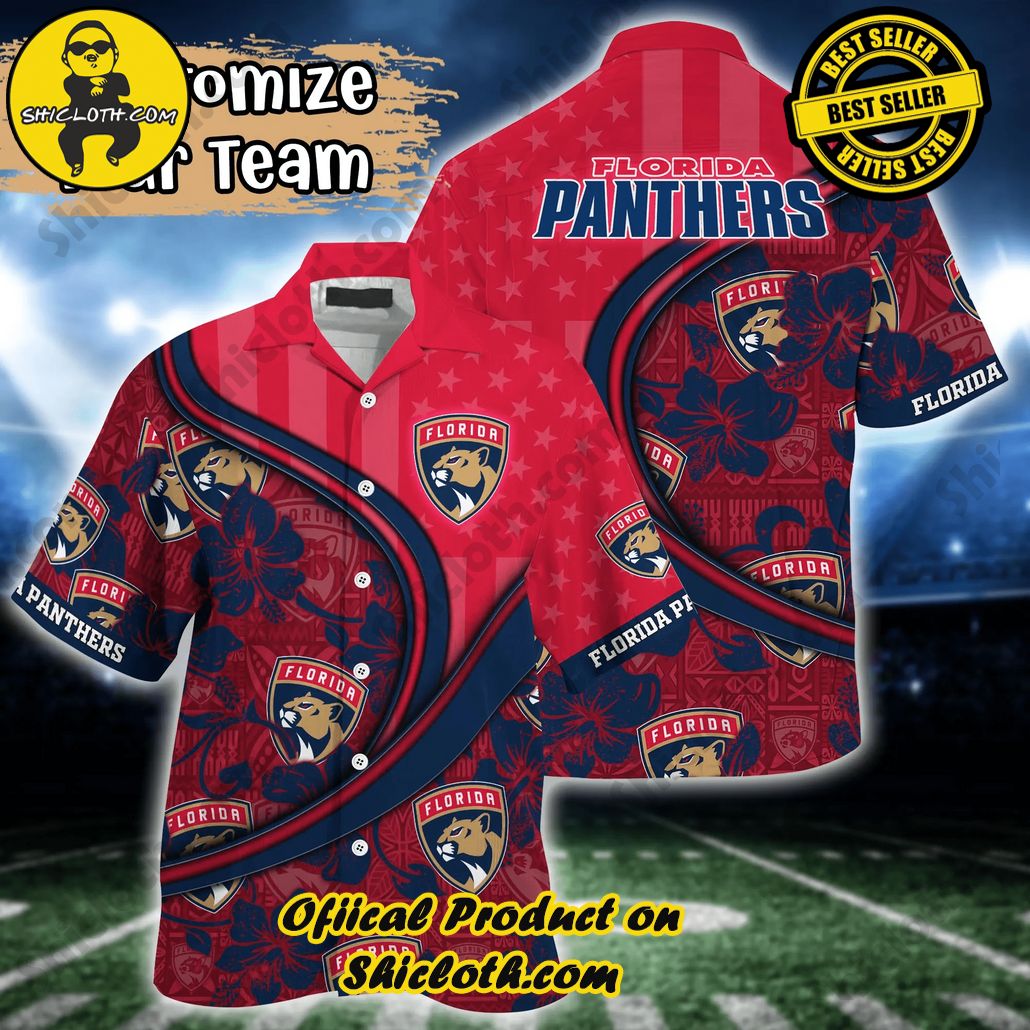 Florida Panthers NHL Us Flag Hawaiian Shirt Custom Summer Aloha Shirt