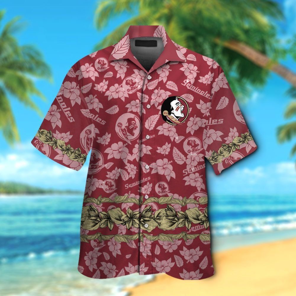 Florida State Seminoles Short Sleeve Button Up Tropical Hawaiian Shirt VER011