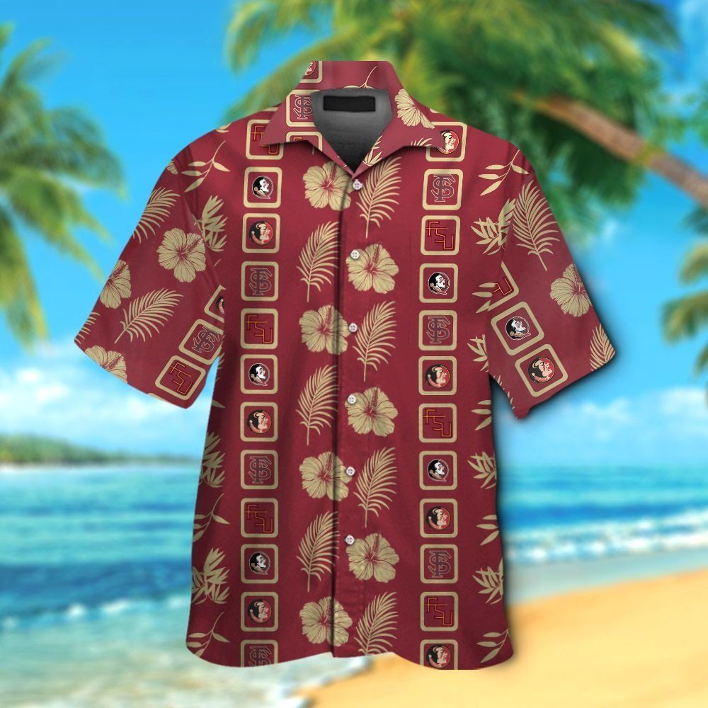 Florida State Seminoles Short Sleeve Button Up Tropical Hawaiian Shirt VER017