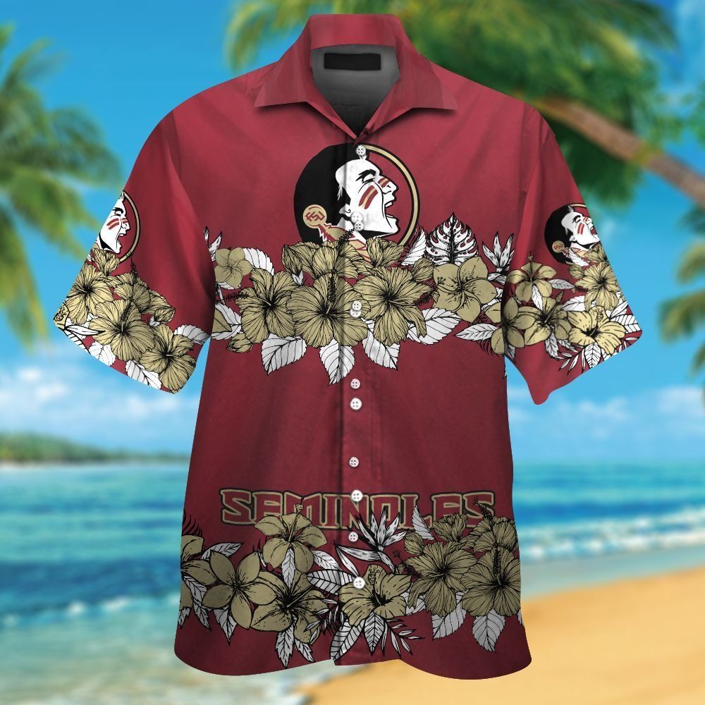 Florida State Seminoles Short Sleeve Button Up Tropical Hawaiian Shirt VER020
