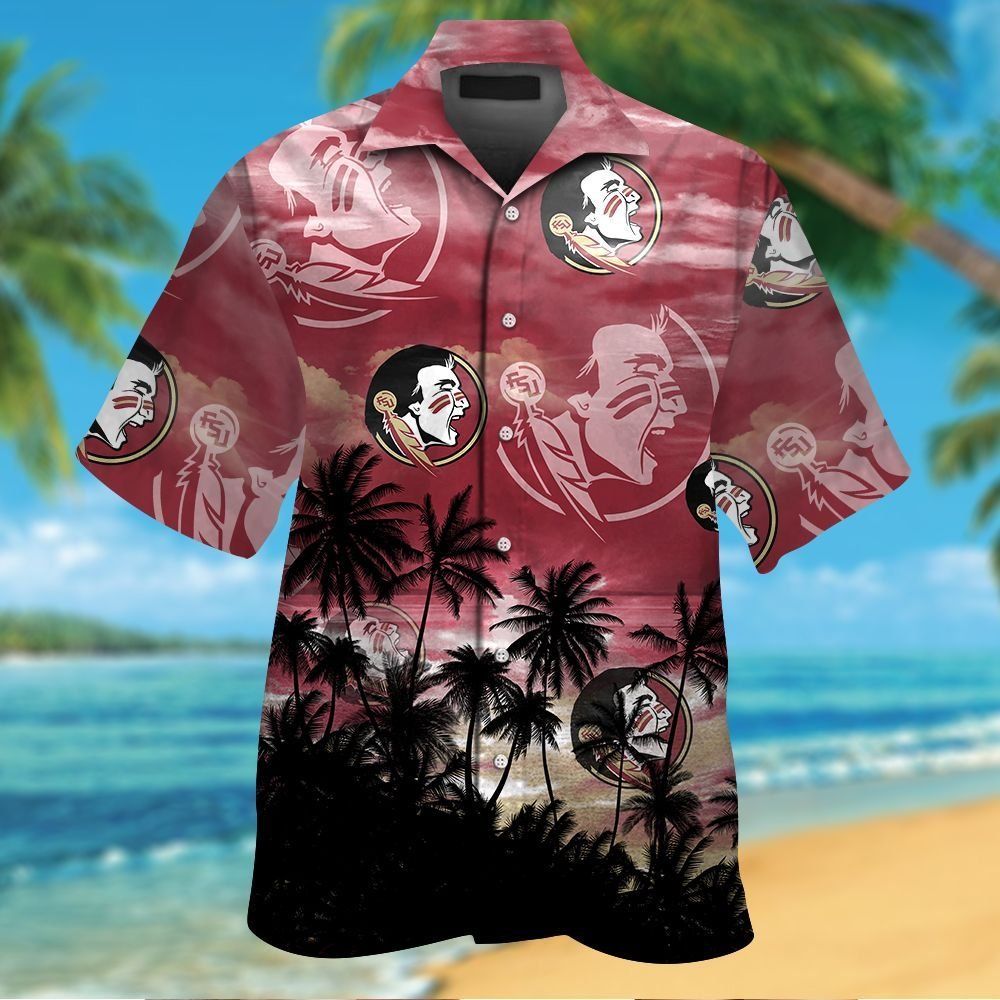 Florida State Seminoles Short Sleeve Button Up Tropical Hawaiian Shirt VER022