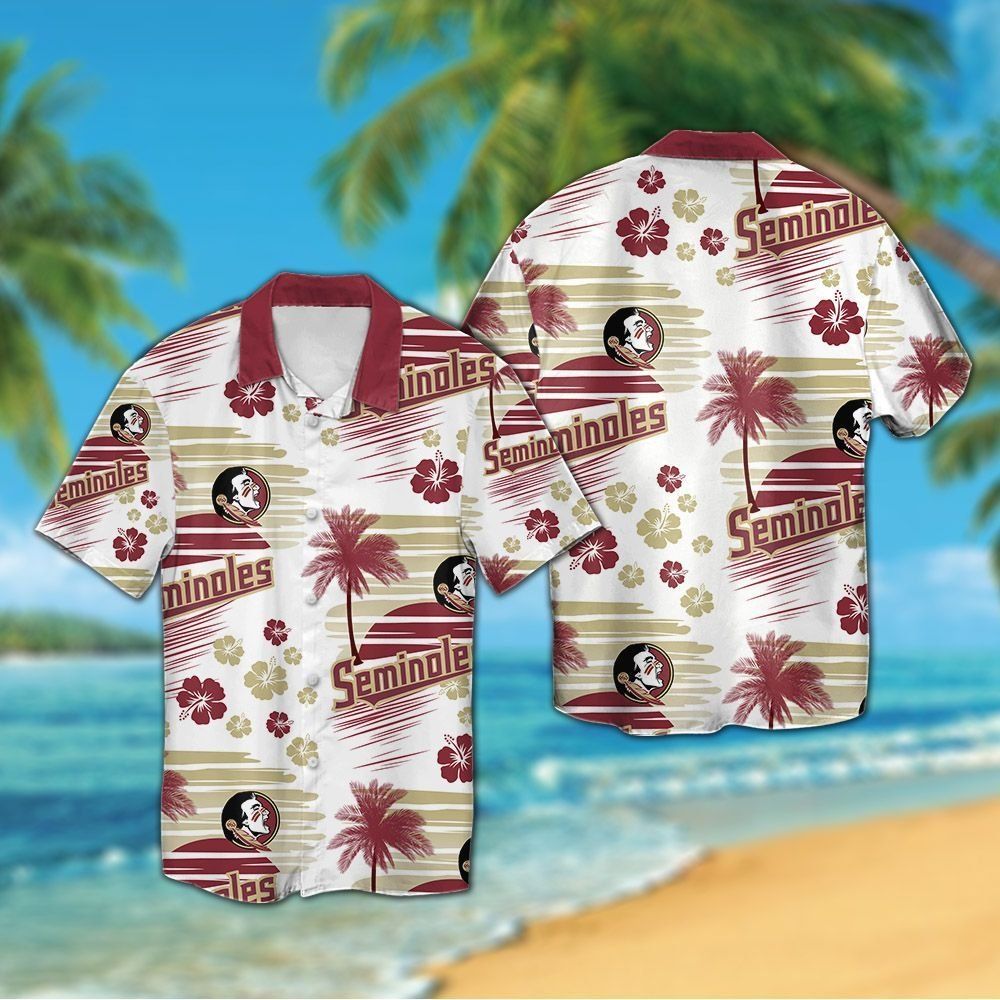 Florida State Seminoles Short Sleeve Button Up Tropical Hawaiian Shirt VER026