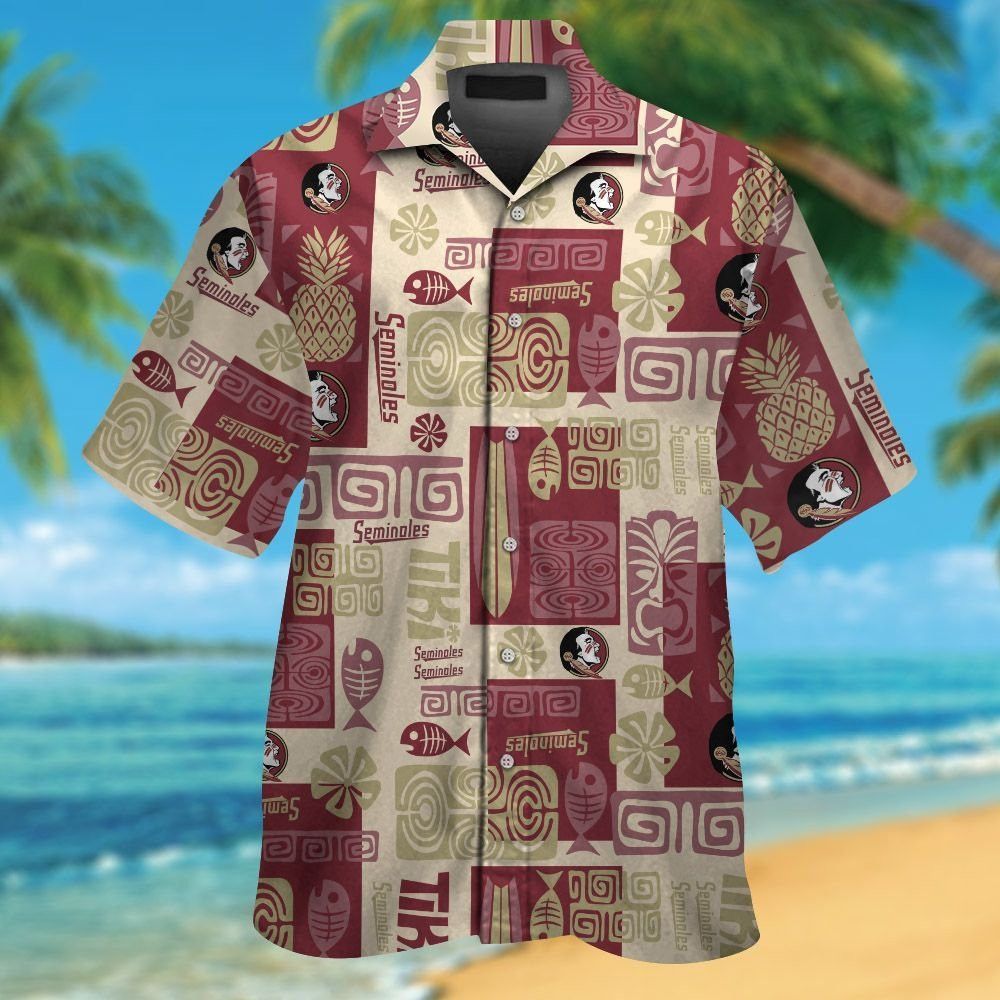 Florida State Seminoles Short Sleeve Button Up Tropical Hawaiian Shirt VER027