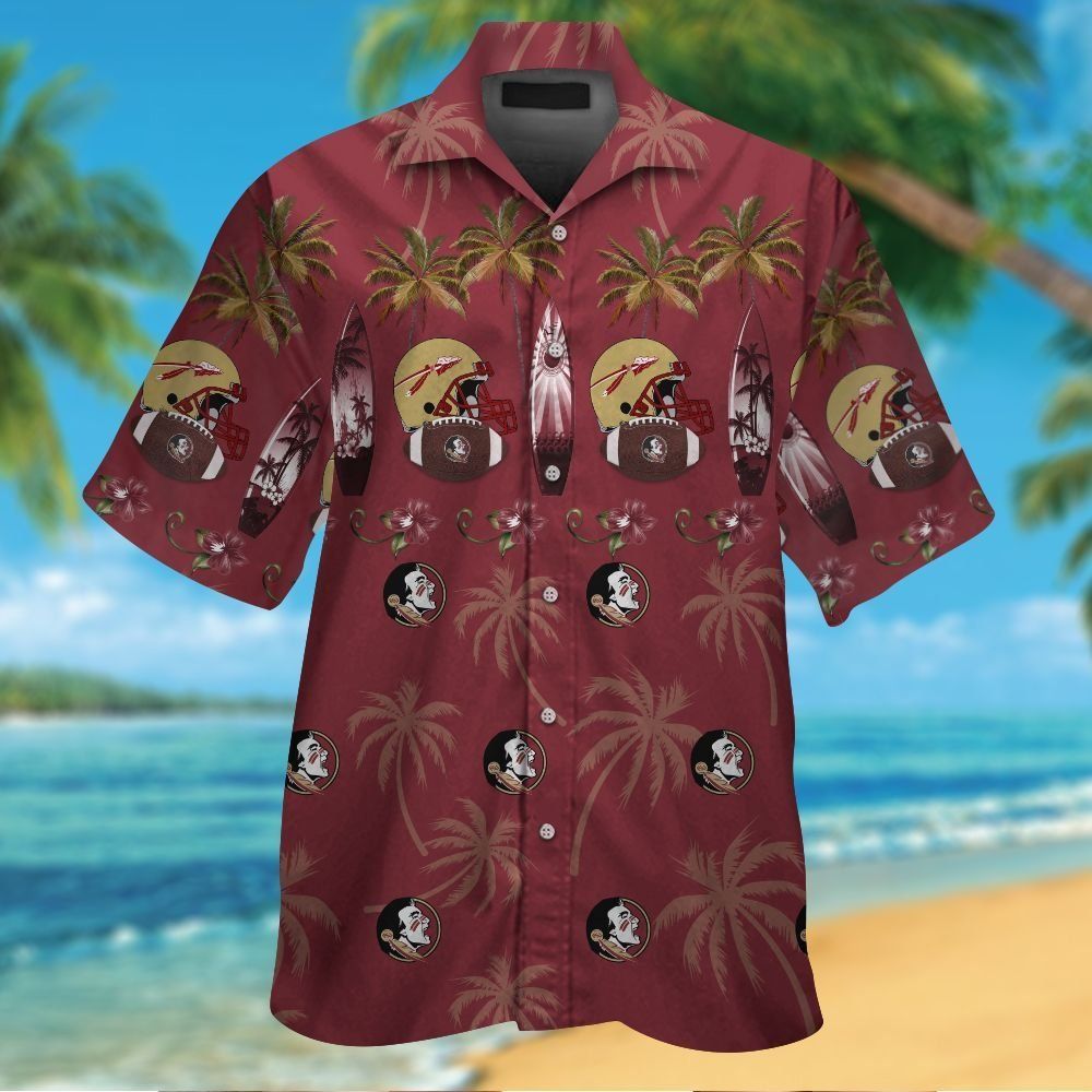 Florida State Seminoles Short Sleeve Button Up Tropical Hawaiian Shirt VER031