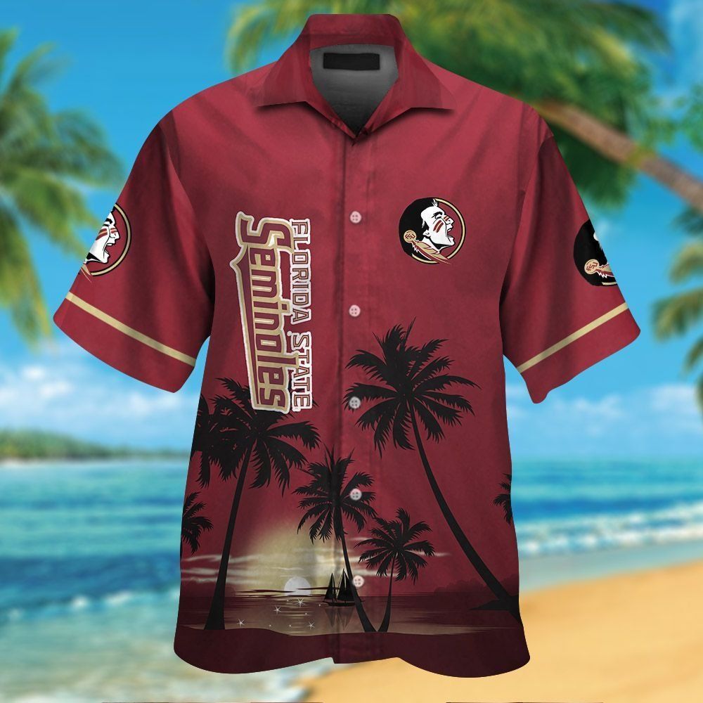 Florida State Seminoles Short Sleeve Button Up Tropical Hawaiian Shirt VER033
