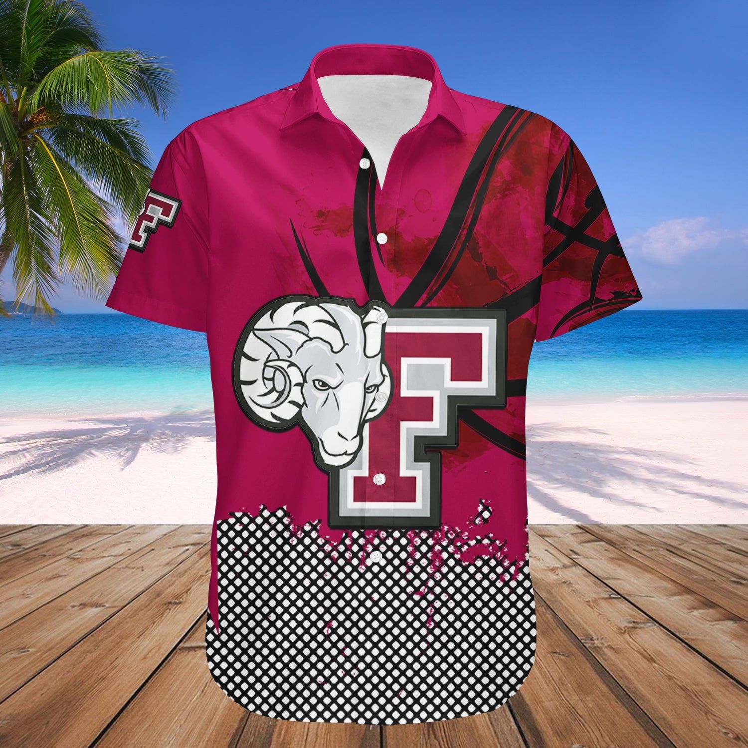 Fordham Rams Hawaii Shirt Basketball Net Grunge Pattern NCAA