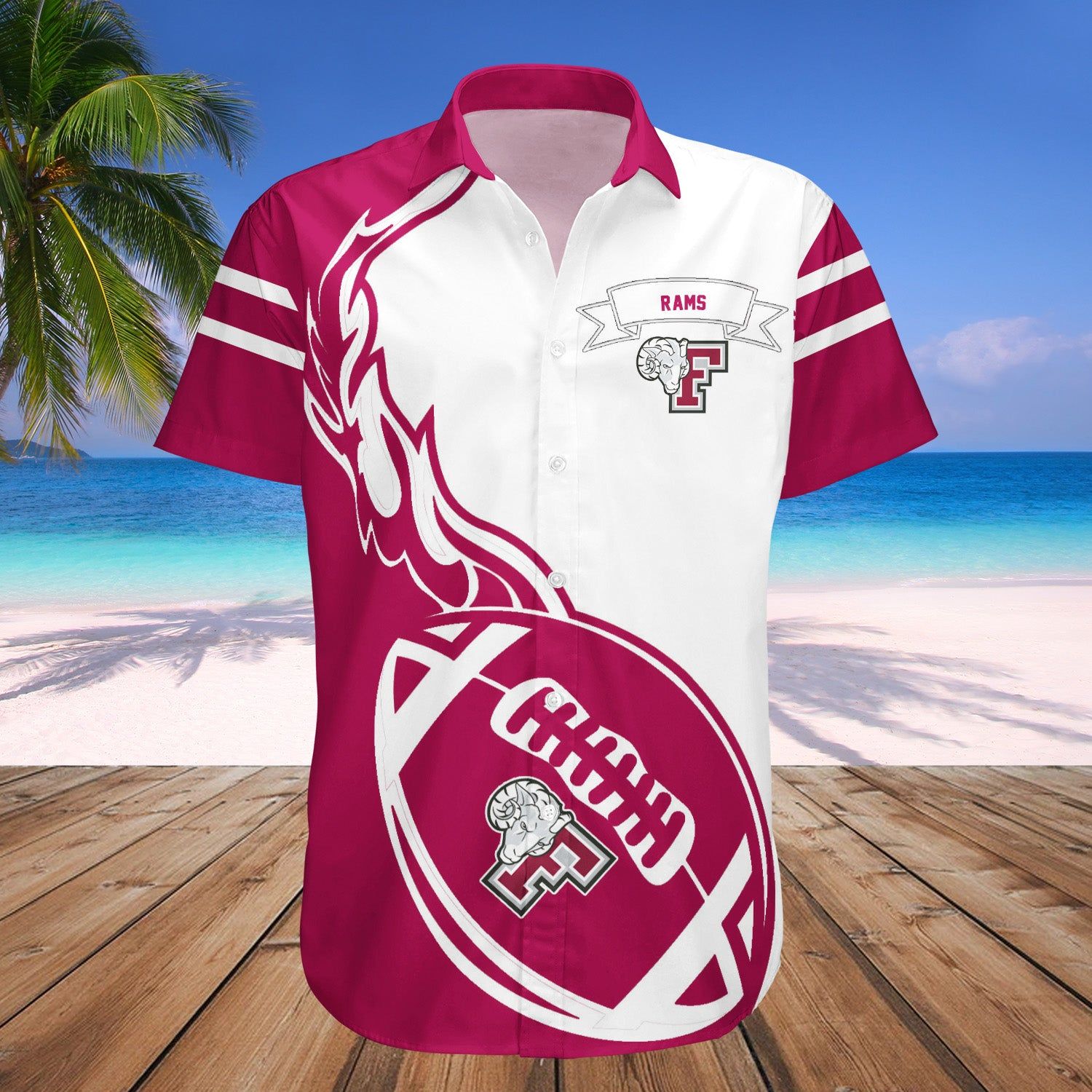 Fordham Rams Hawaii Shirt Flame Ball NCAA