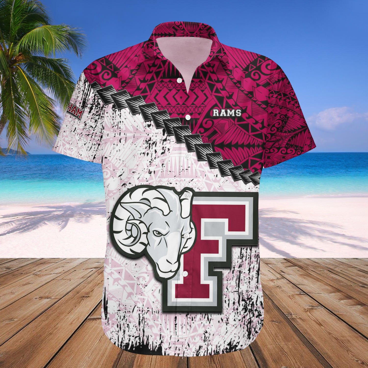 Fordham Rams Hawaii Shirt Grunge Polynesian Tattoo NCAA