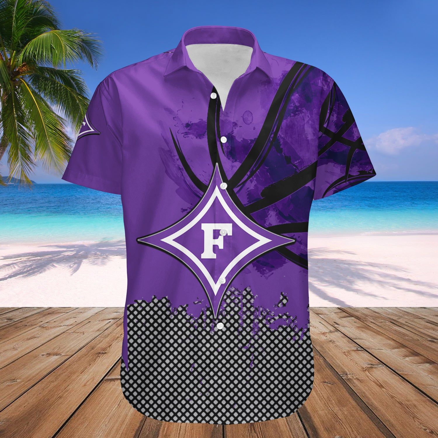 Furman Paladins Hawaii Shirt Basketball Net Grunge Pattern NCAA