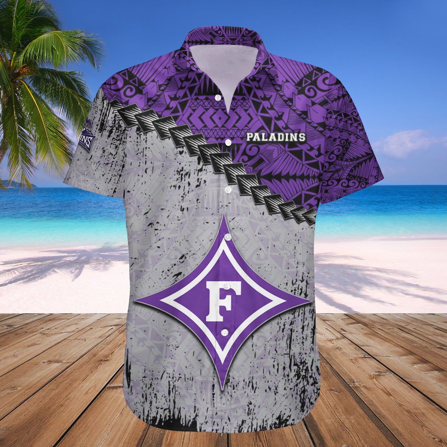 Furman Paladins Hawaii Shirt Grunge Polynesian Tattoo NCAA