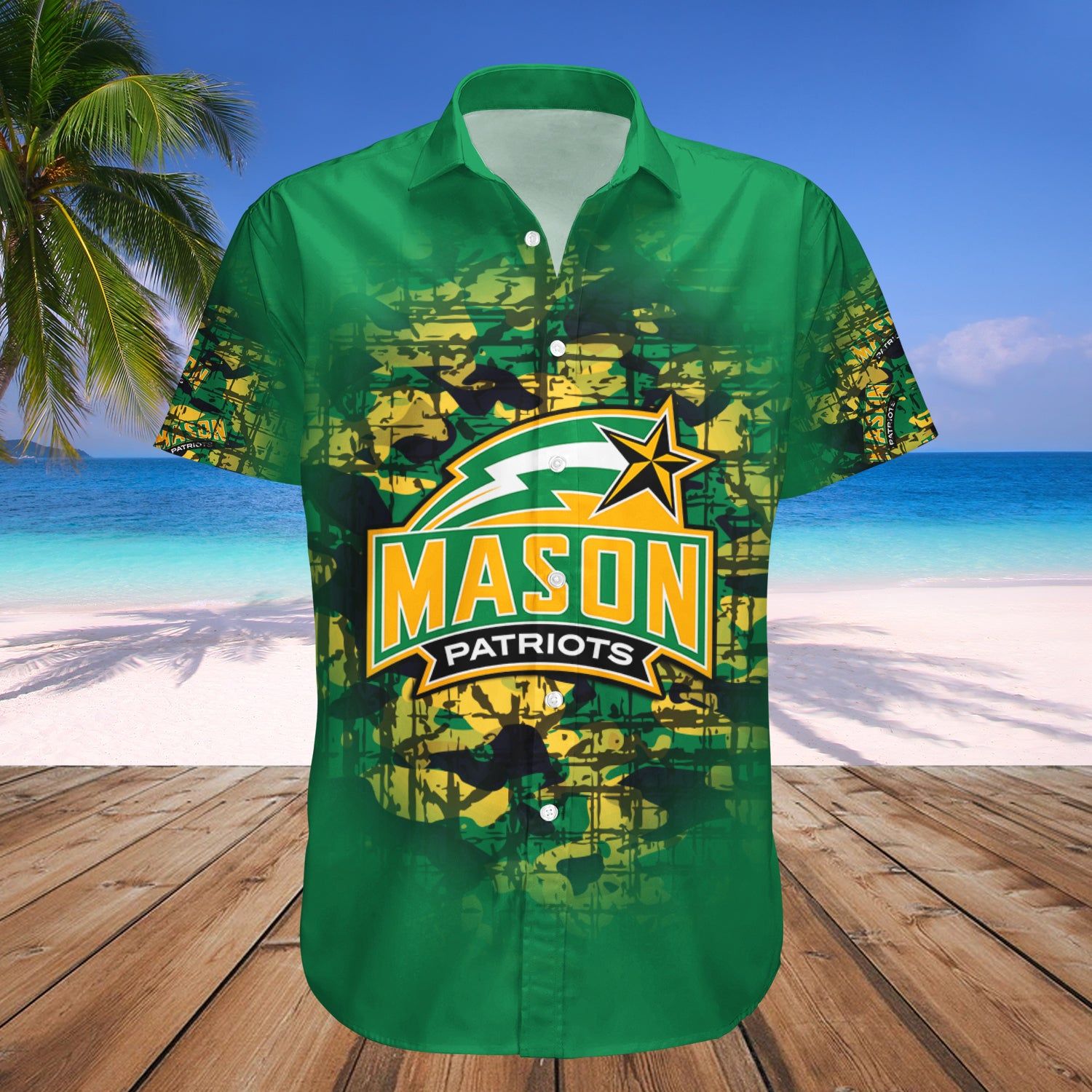George Mason Patriots Hawaii Shirt Camouflage Vintage NCAA