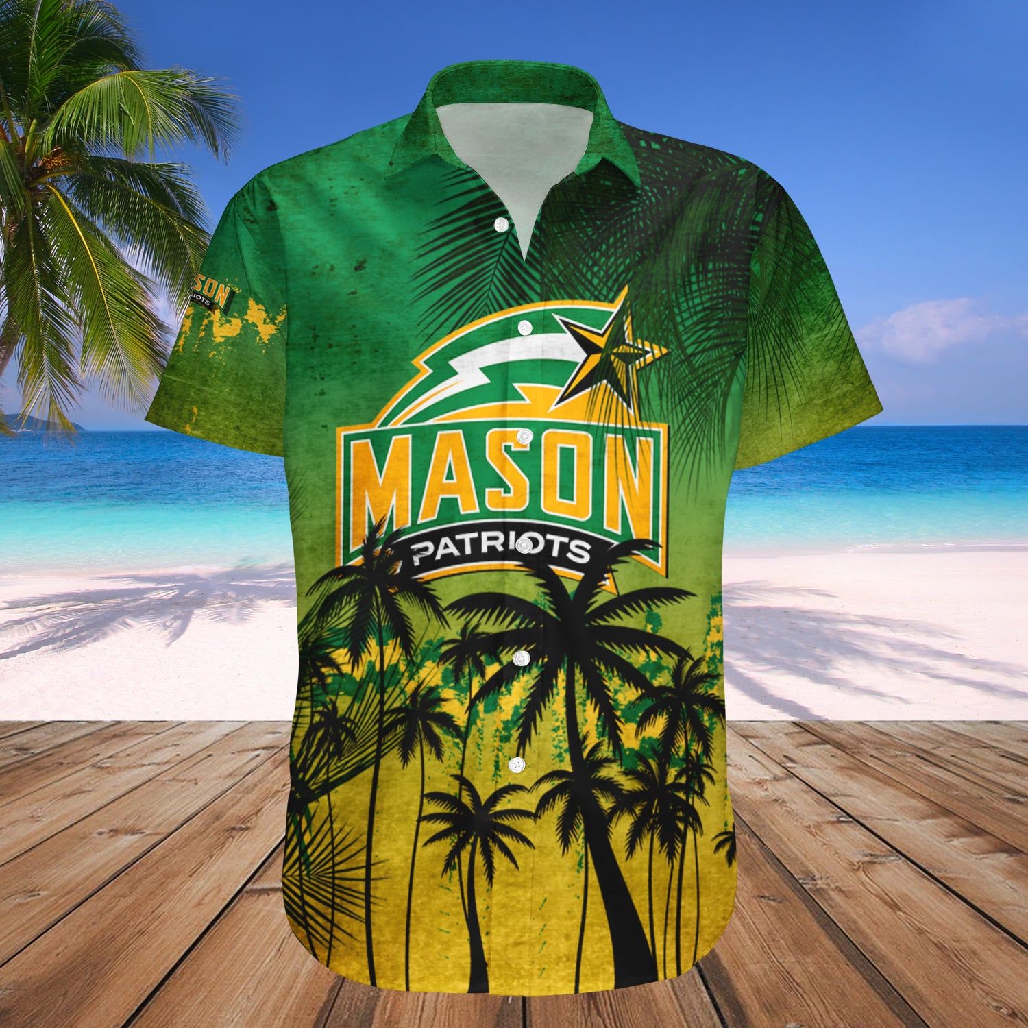 George Mason Patriots Hawaii Shirt Coconut Tree Tropical Grunge NCAA