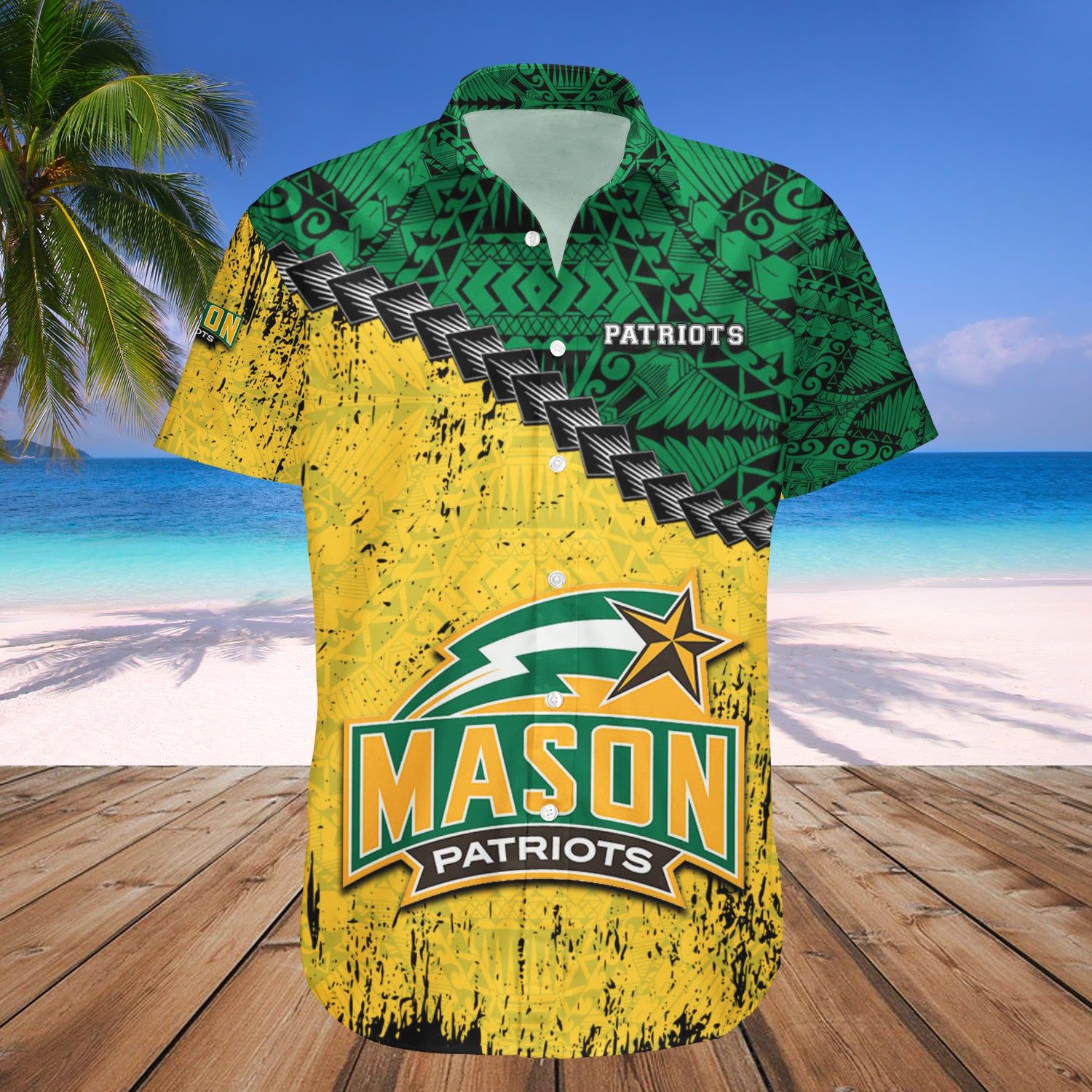 George Mason Patriots Hawaii Shirt Grunge Polynesian Tattoo NCAA