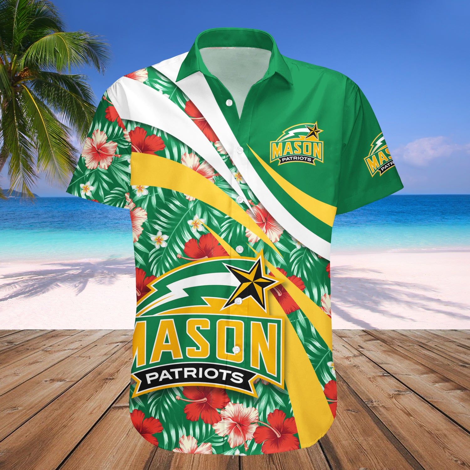 George Mason Patriots Hawaii Shirt Hibiscus Sport Style NCAA