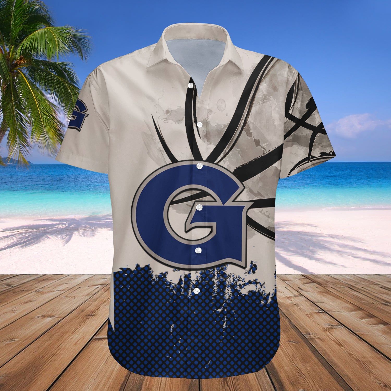 Georgetown Hoyas Hawaii Shirt Basketball Net Grunge Pattern NCAA