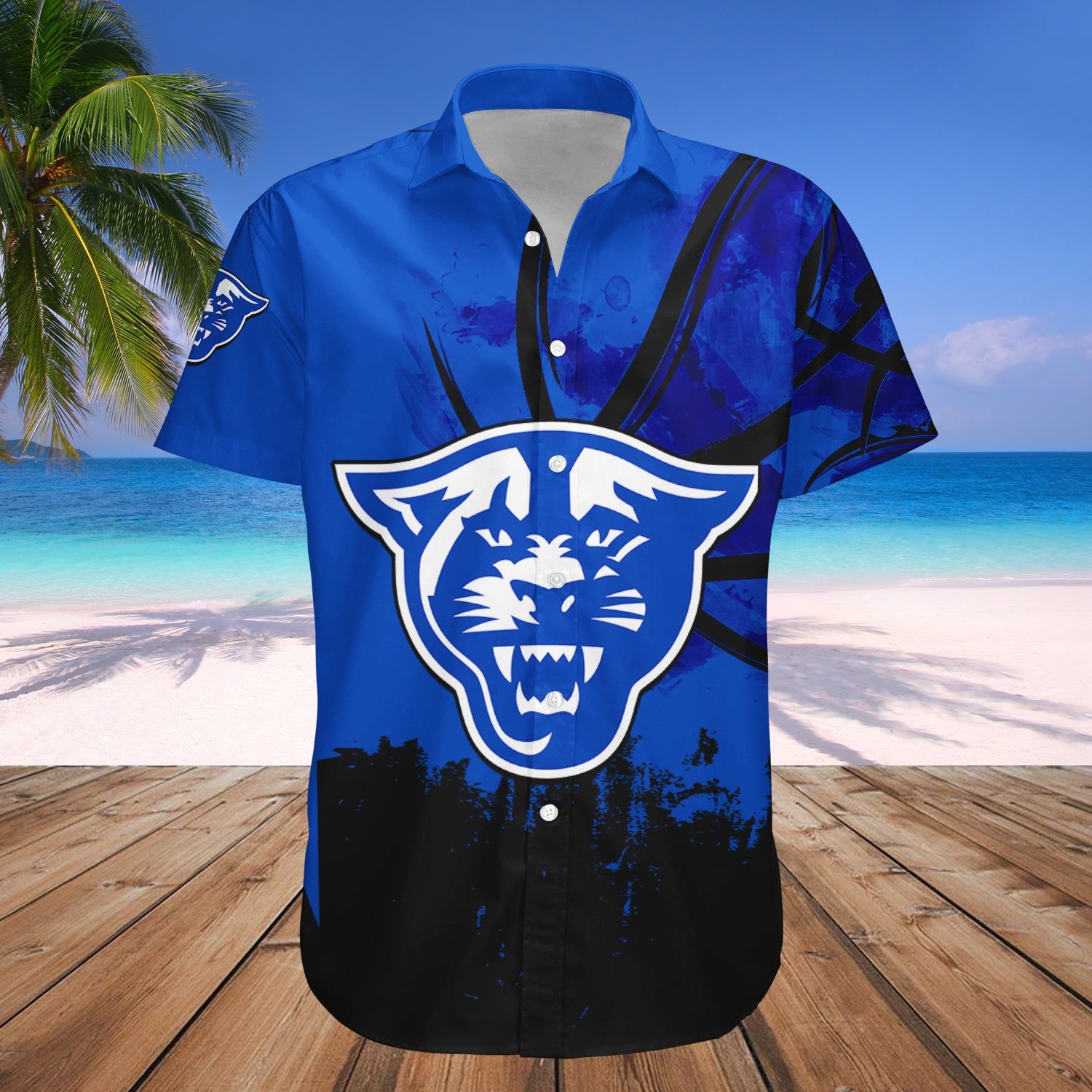 Georgia State Panthers Hawaii Shirt Basketball Net Grunge Pattern NCAA