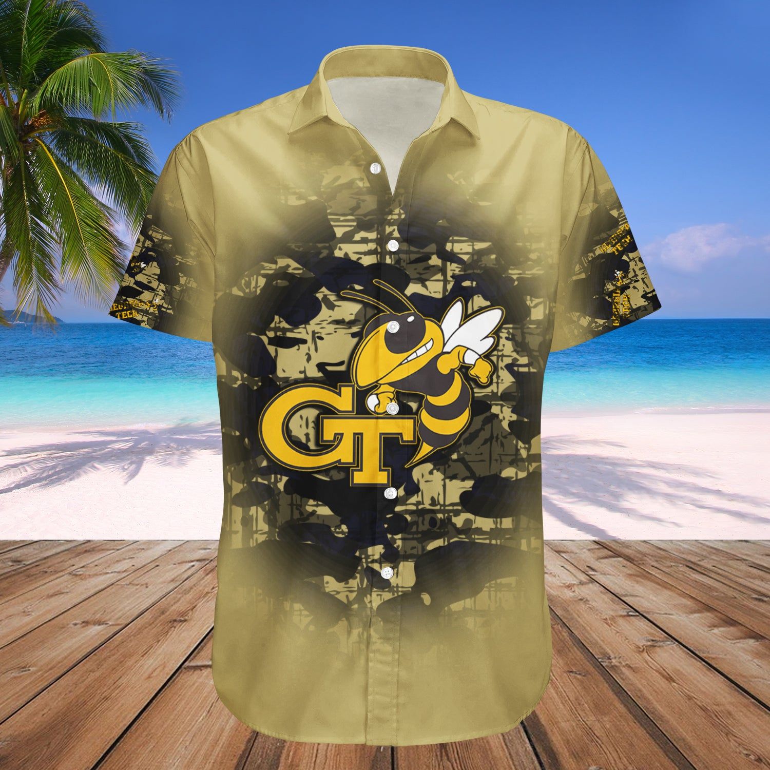 Georgia Tech Yellow Jackets Hawaii Shirt Camouflage Vintage NCAA