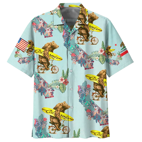 Golden State Affection The Bearâ€™s Hawaiian Shirt Love for California