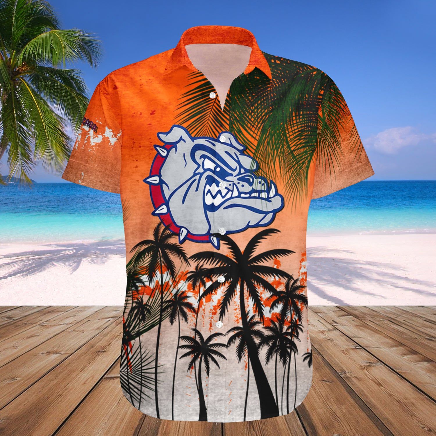 Gonzaga Bulldogs Hawaii Shirt Coconut Tree Tropical Grunge NCAA