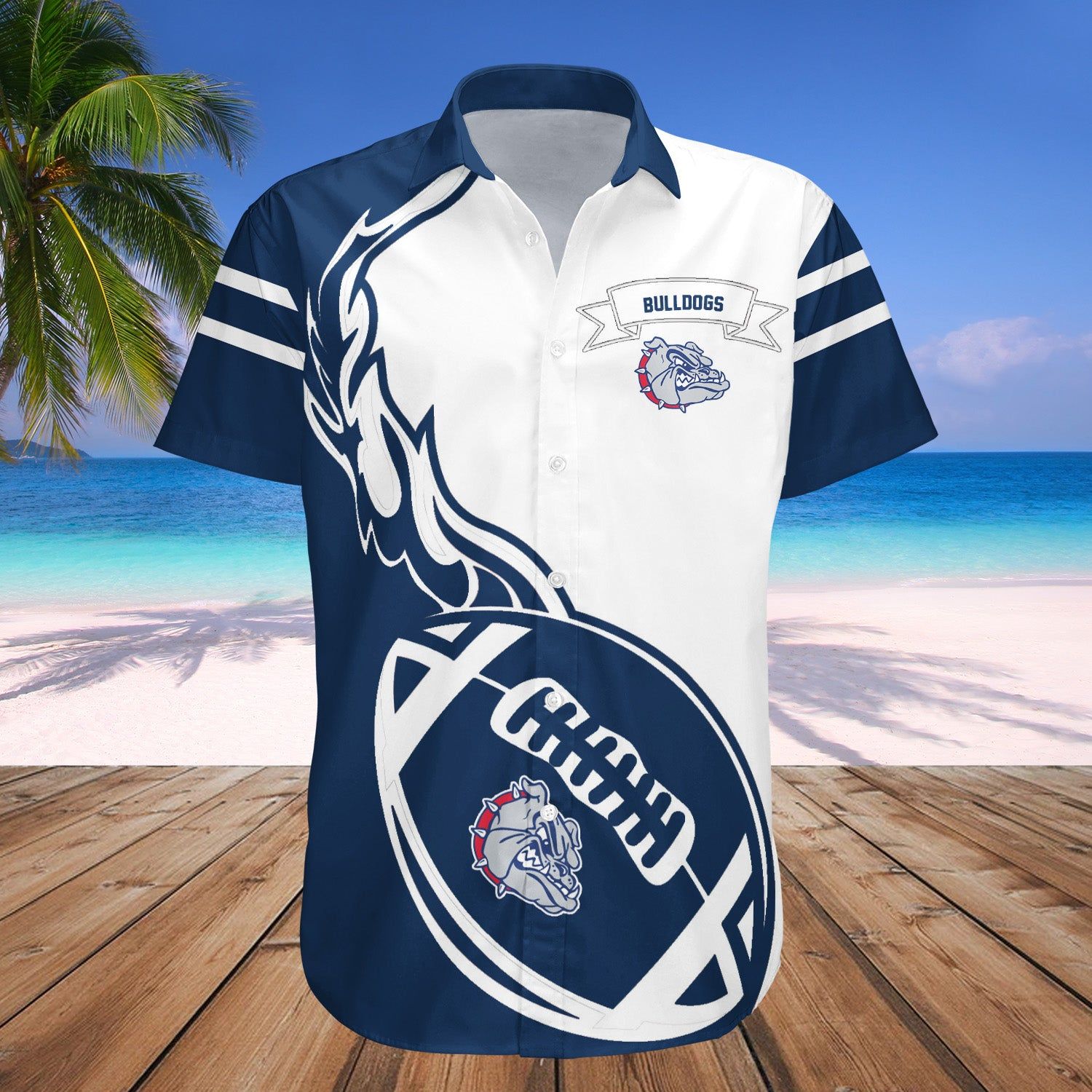 Gonzaga Bulldogs Hawaii Shirt Flame Ball NCAA