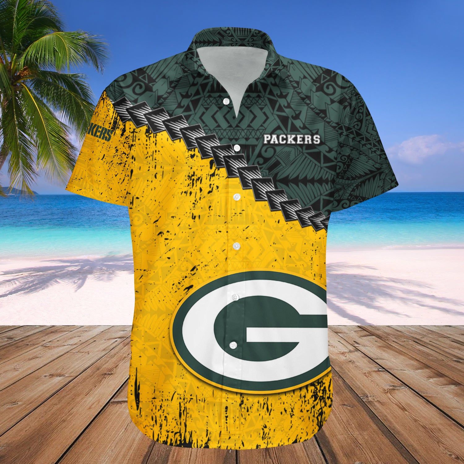 Green Bay Packers Hawaii Shirt Grunge Polynesian Tattoo ? NFL