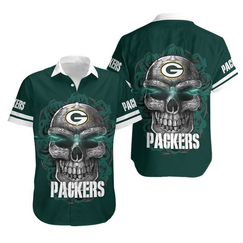 Green Bay Packers Sugar Skull NFL Gift For Fan Hawaiian Shirt: Graphic Print